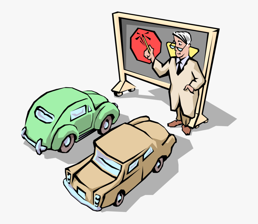 Vector Illustration Of Driver"s Ed Driving School Teacher - Traffic School, Transparent Clipart