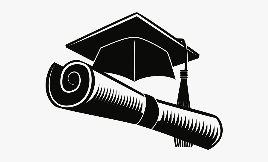 Mortar Board Hat And Diploma - Illustration, Transparent Clipart