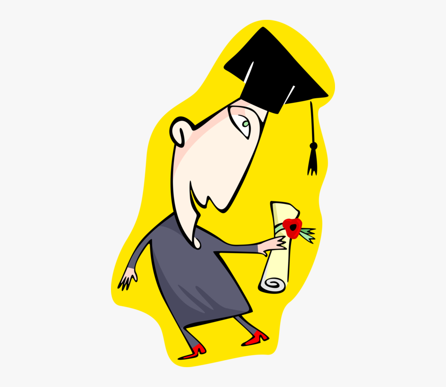 Vector Illustration Of College Graduate In Mortarboard, Transparent Clipart