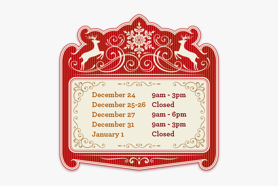 Holiday Hours, Transparent Clipart