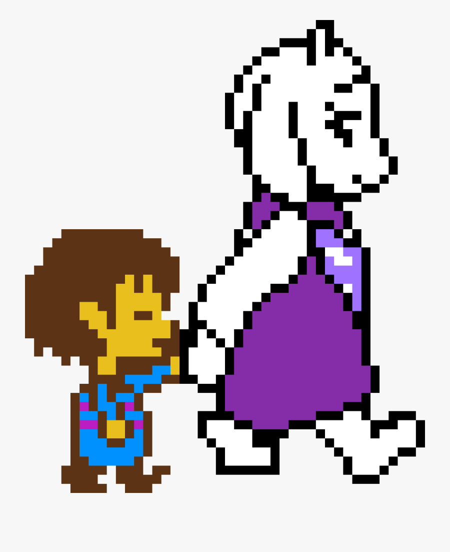 Toriel Holding Frisk´s Hand - Toriel And Frisk Pixel Art, Transparent Clipart