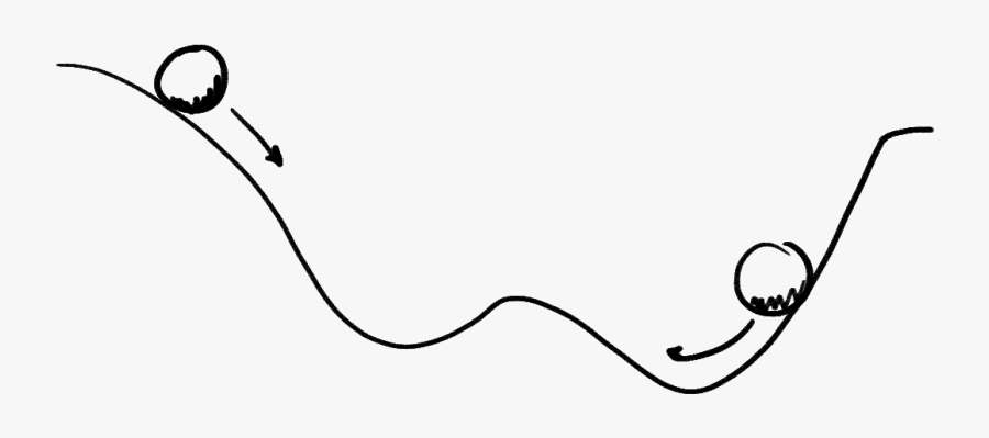 Balls Rolling On A Hill Demonstrate Potential Energy - Potential Energy Black And White, Transparent Clipart