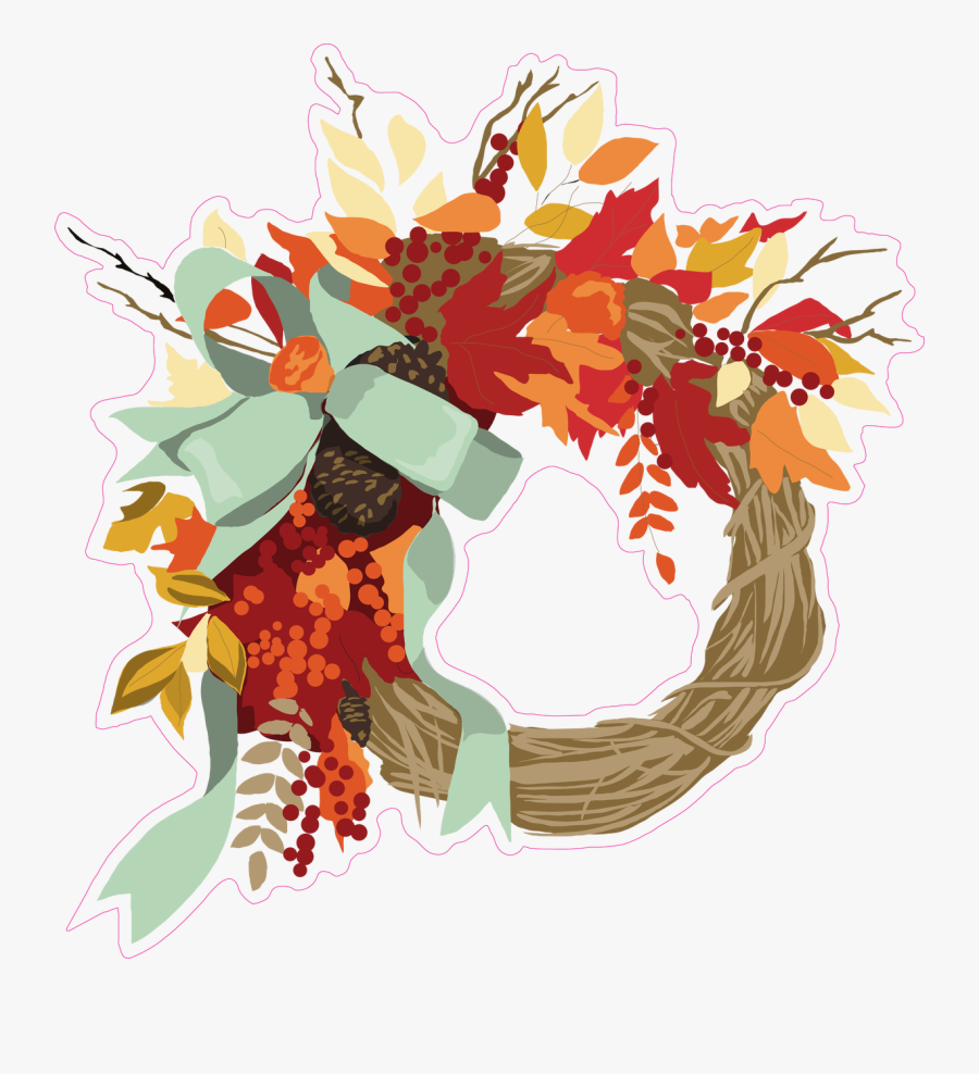 Fall Wreath Print & Cut File - Fall Wreath Transparent, Transparent Clipart
