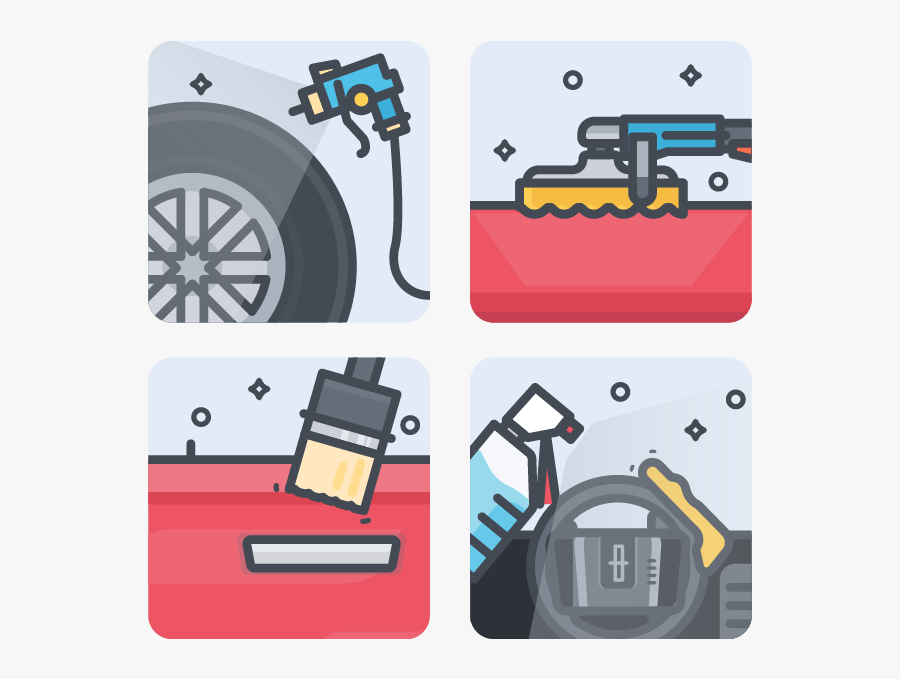Car Detailing Process - Illustration, Transparent Clipart