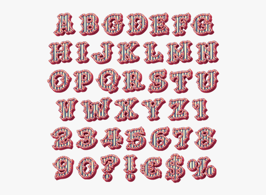 3d Bright Carnival Typeface, Transparent Clipart