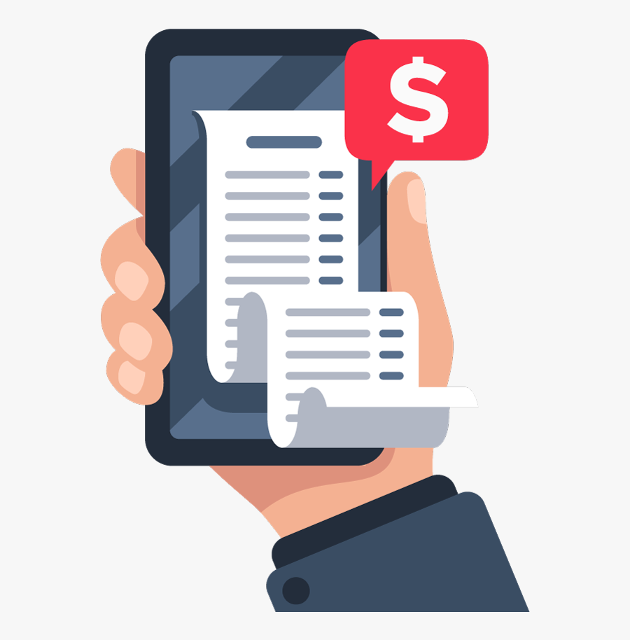 Online Payroll - Receipt Bill On Smartphone Vector, Transparent Clipart