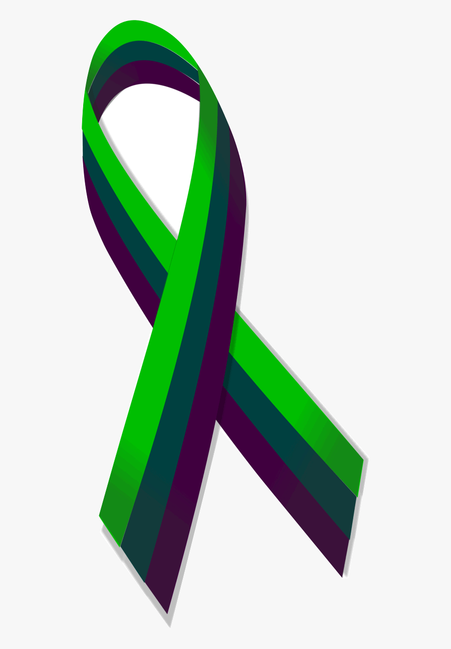 Medullary Sponge Kidney Awareness Ribbon - Purple And Green Cancer Ribbon, Transparent Clipart