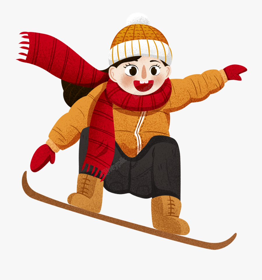 Girl Skiing Png - Winter Girl Cartoon Png, Transparent Clipart
