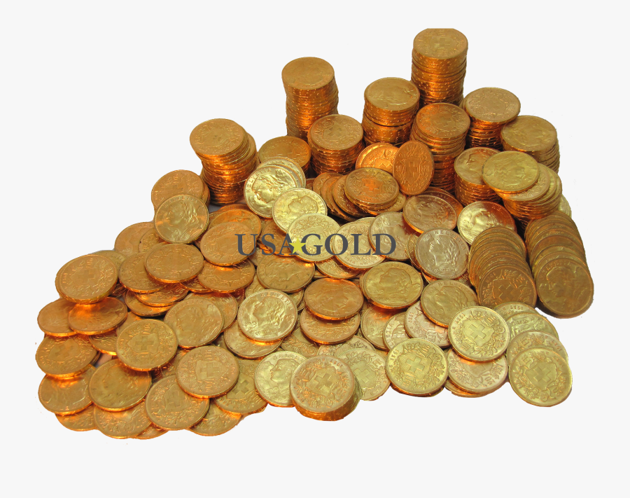 Photo Of Large Pile Of Swiss 20 Franc Helvetia Gold - Portable Network Graphics, Transparent Clipart