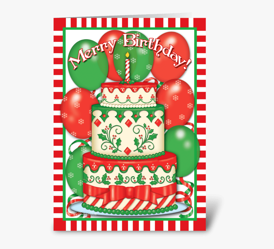 Merry Birthday Greeting Card, Transparent Clipart