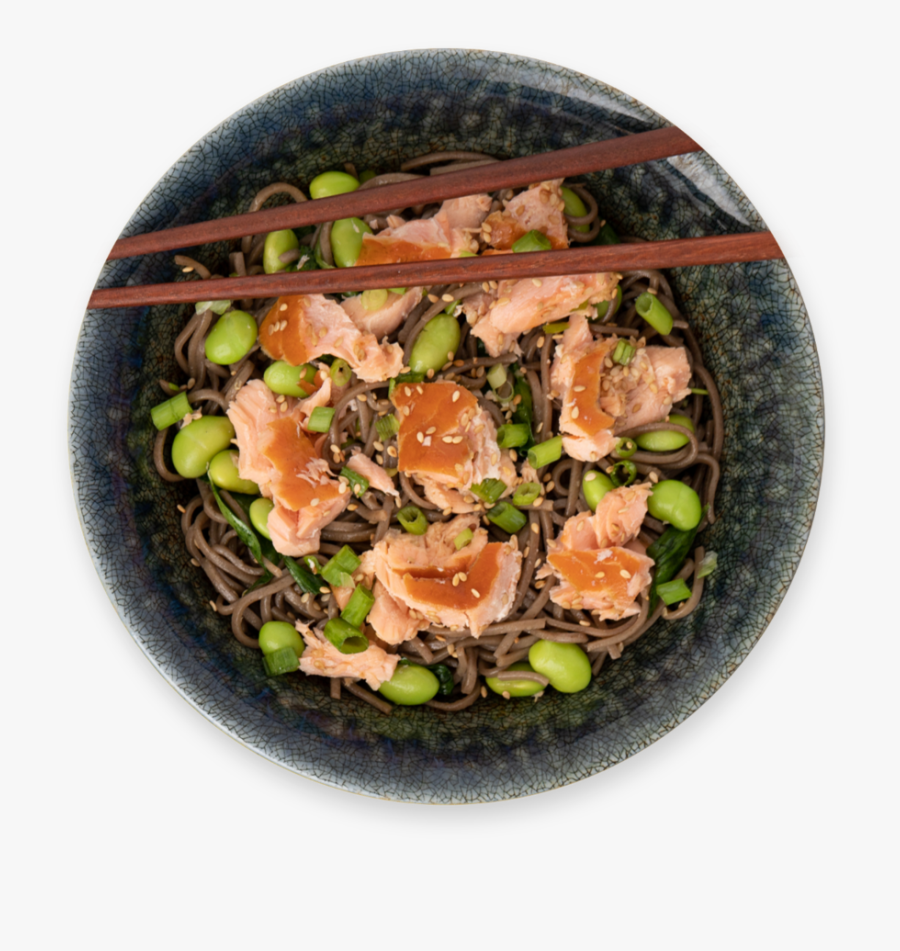 Smoked Salmon And Lima Bean Soba Noodles With Chopsticks - Tataki, Transparent Clipart