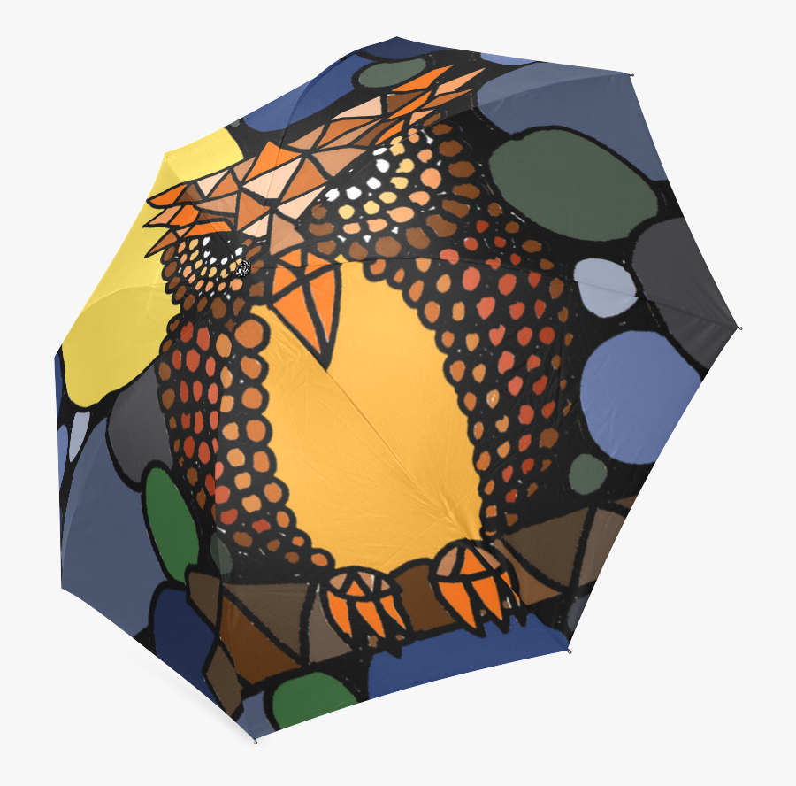 Colorful Owl And Moon Abstract Art Foldable Umbrella - Umbrella, Transparent Clipart