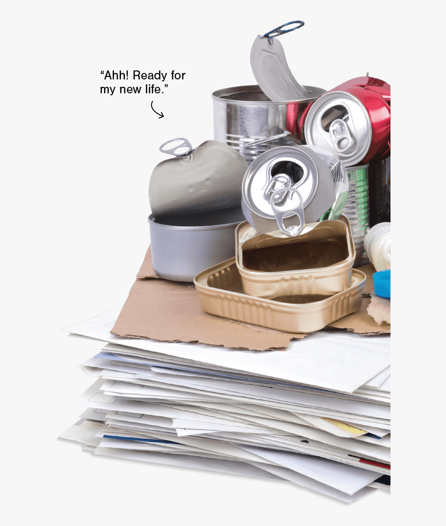 Image Of Papers And Cans - Lixo Que Pode Ser Reciclado, Transparent Clipart