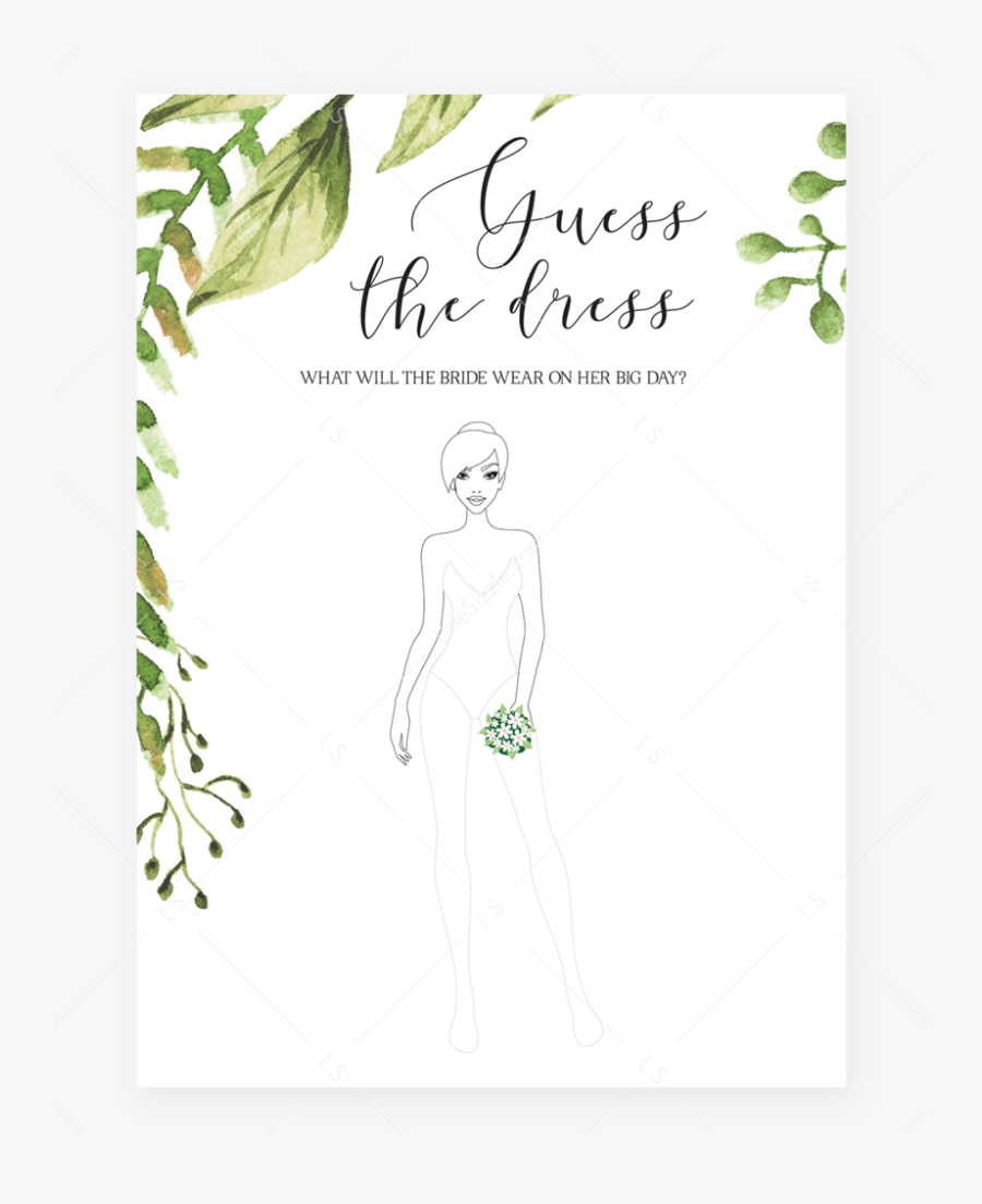 Guess The Dress Bridal Shower Game Printable By Littlesizzle - Free Printable Guess The Dress Game, Transparent Clipart