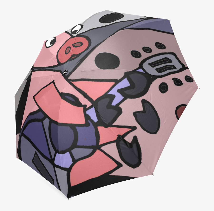 Funny Pig Playing Guitar Abstract Art Foldable Umbrella - Bag, Transparent Clipart