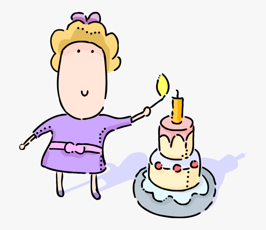 Youngster Lights Candle On Birthday Cake Image - Lighting Birthday Candles Clipart, Transparent Clipart