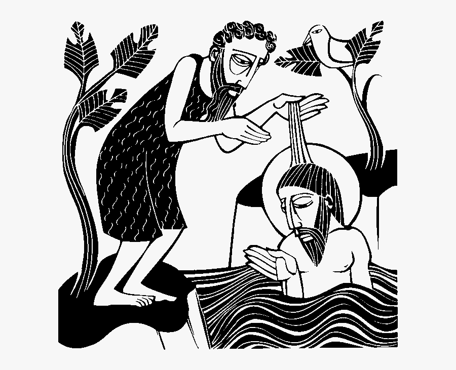 Download Vector Black And White Library How To Draw - Baptism Of Jesus Icon Black And White, Transparent Clipart