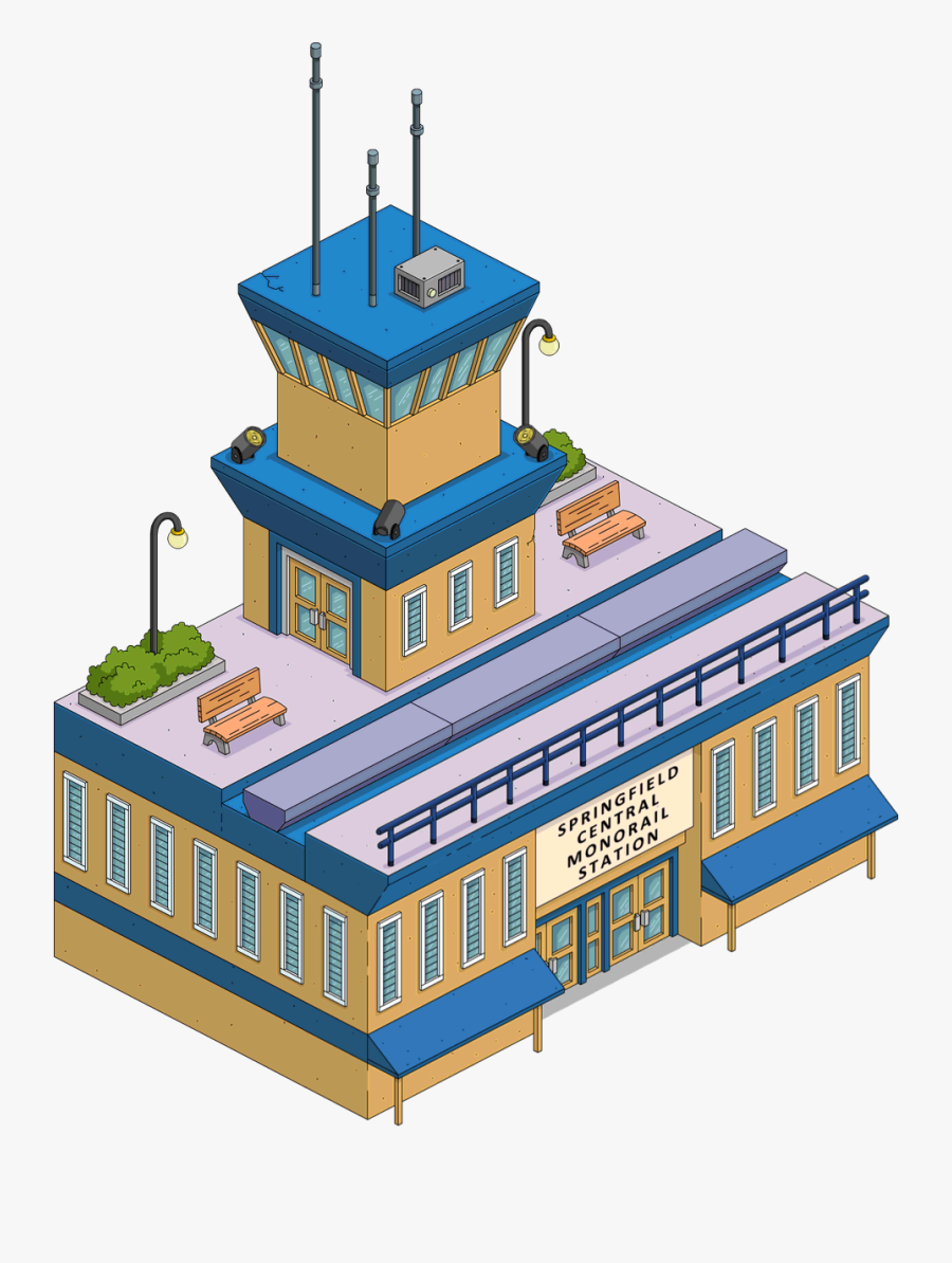 Transparent Gas Station Building Clipart - Monorail Station Simpsons Tapped Out, Transparent Clipart