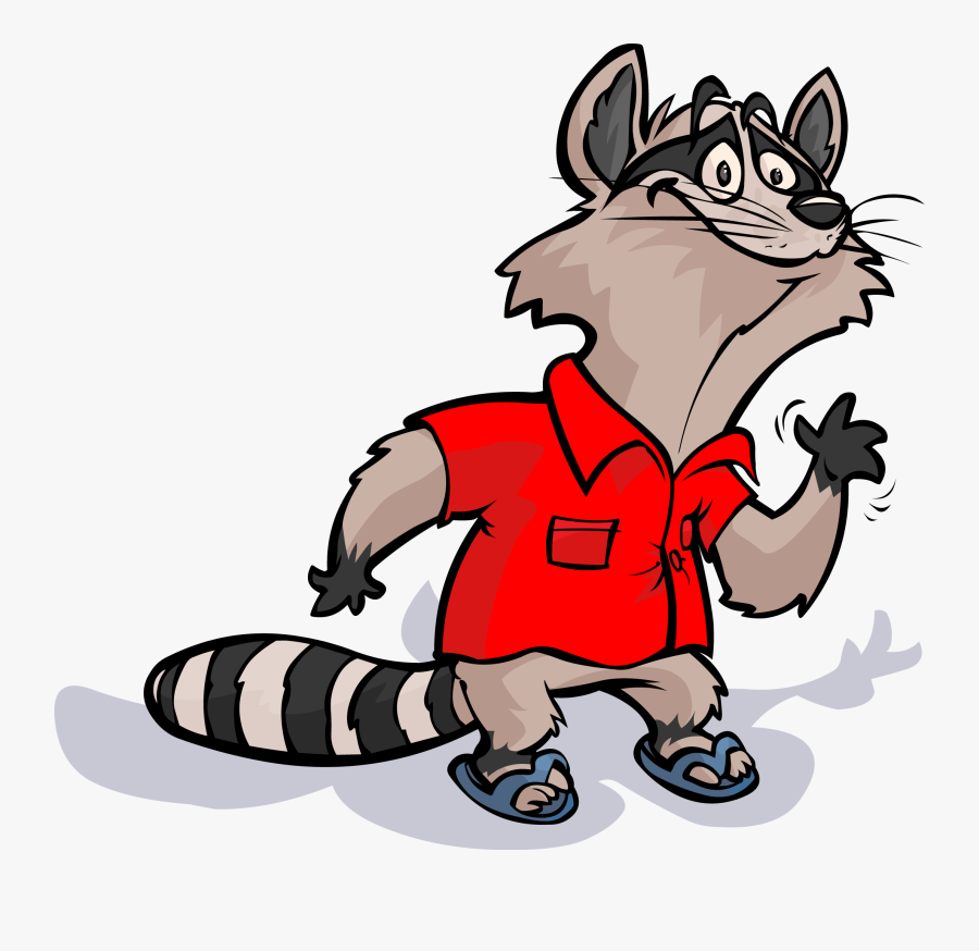 Racoon Clipart Baby Fox - Cartoon Raccoon Red Shirt, Transparent Clipart