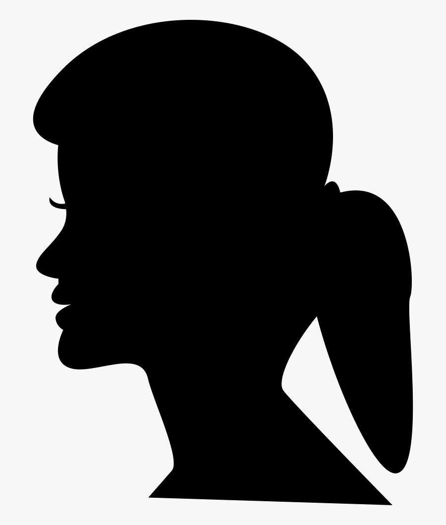 Female Head Silhouette With Ponytail - Silhouette Of Ponytail Png, Transparent Clipart