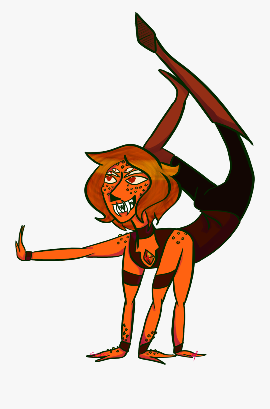 “and The Gem Au Continues Barayas As A Fire Opal Geode - Cartoon, Transparent Clipart