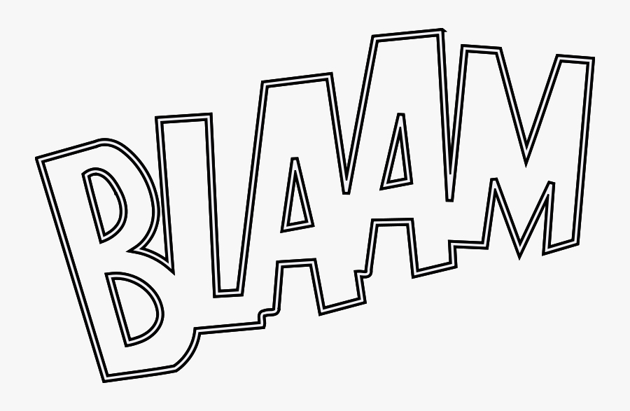 Blaam Outlined - Onomatopoeia Black And White, Transparent Clipart