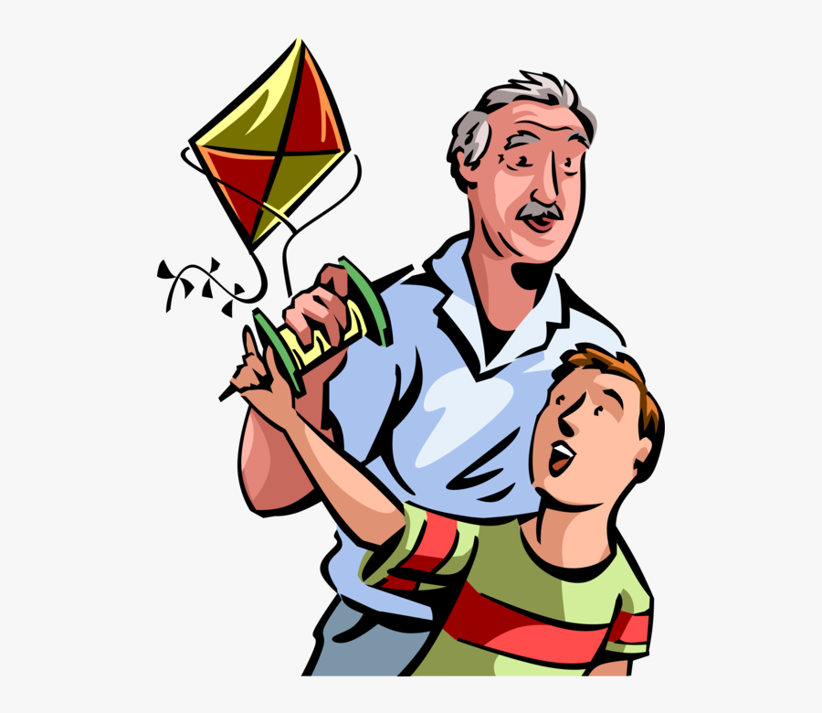 Vector Illustration Of Senior Citizen Grandfather Enjoys - Cartoon, Transparent Clipart