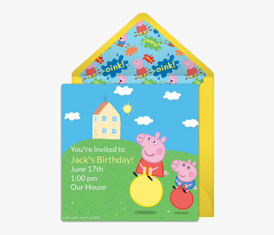 Peppa Pig Invitation Card Template, Transparent Clipart