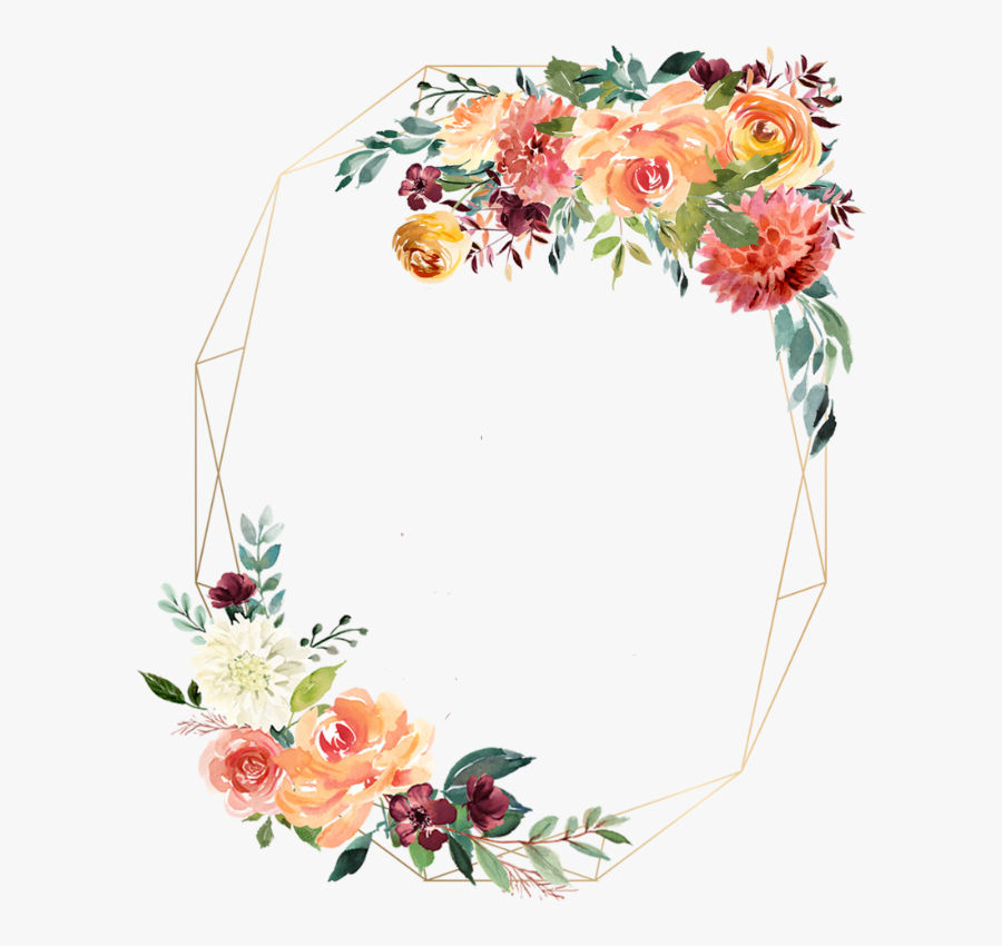 #watercolor #flowers #floral #geometric #shapes #geometricshapes - Transparent Background Floral Border, Transparent Clipart