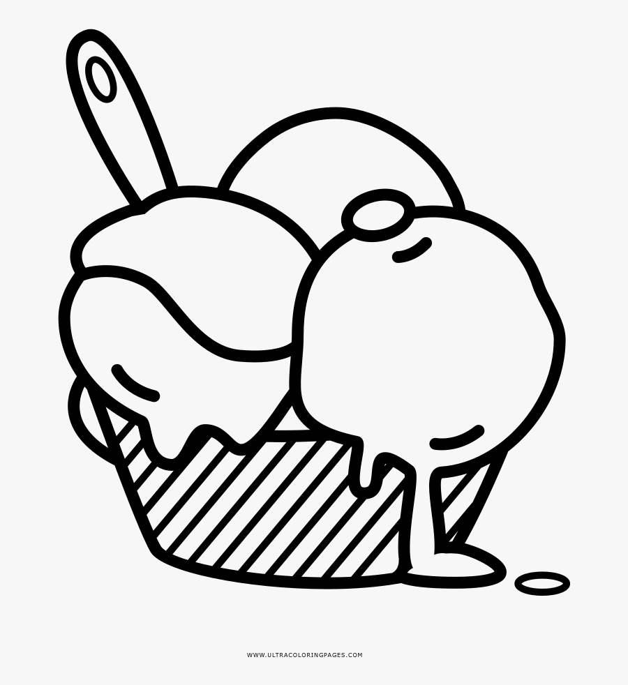 Ice Cream Cup Coloring Page - Ice Cream Cup Drawing, Transparent Clipart