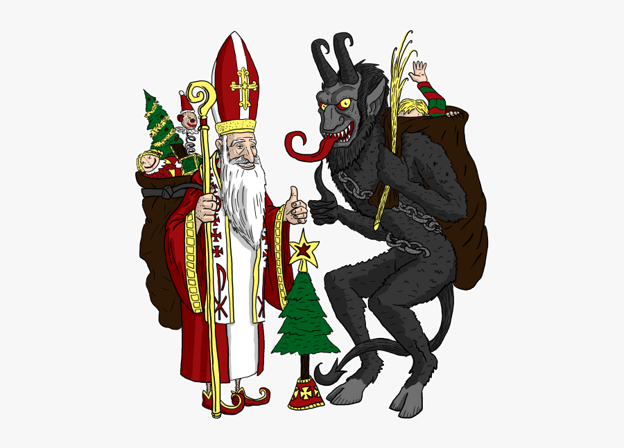 Saint Nicholas And Krampus Friends, Transparent Clipart