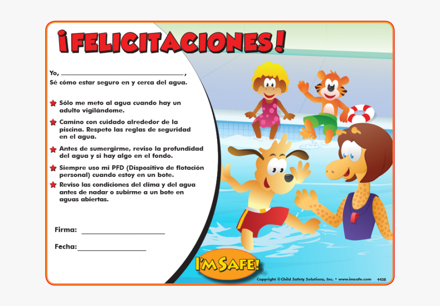 7-4430 I"m Safe In The Water Award Certificates - Story Book Cover Clipart, Transparent Clipart