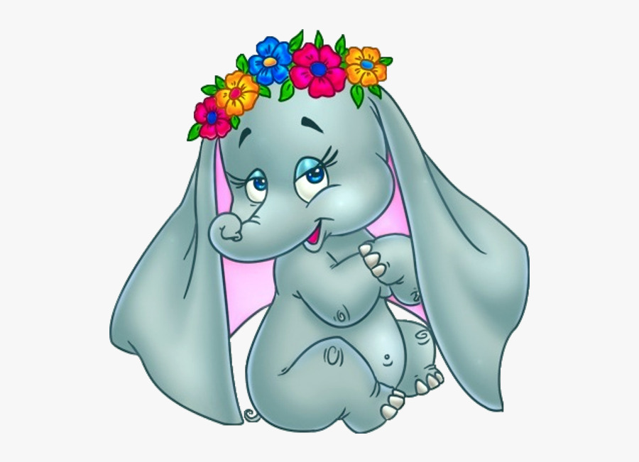 Cartoon Elephants With Flowers, Transparent Clipart