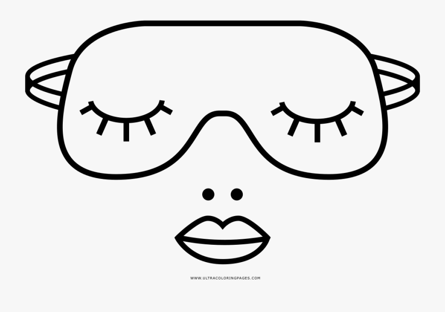 Eye Mask Coloring Page - Line Art, Transparent Clipart