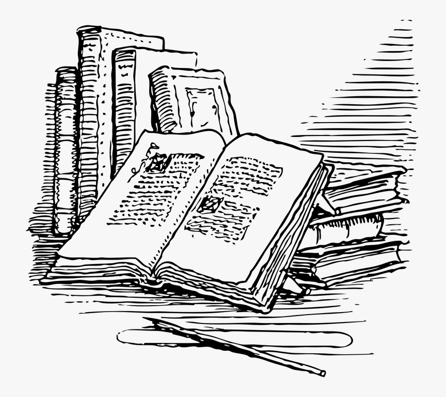 Books Black And White, Transparent Clipart