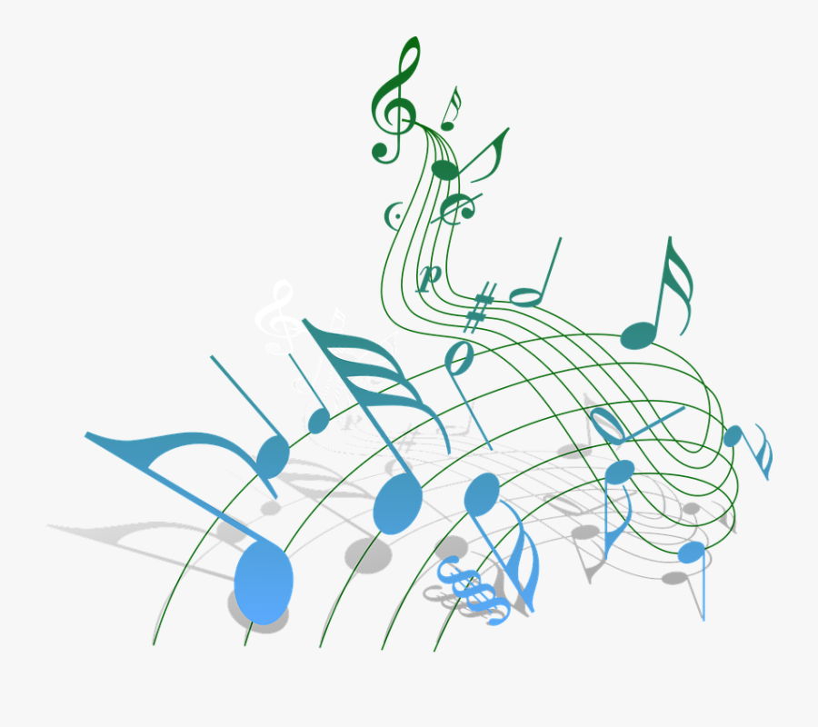 Blue And Green Music Notes, Transparent Clipart