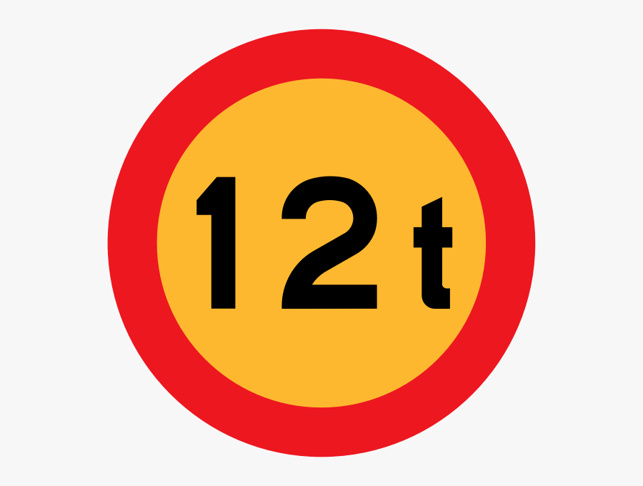 No Vehicles Over 12 Tons Of Weight Road Sign Vector - 12 Tonnes, Transparent Clipart