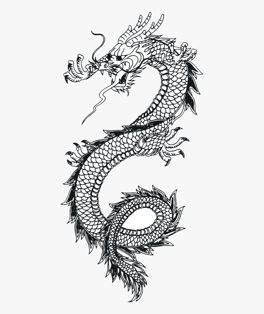 Dragon Vector Art 1 W/o Text - Black And White Japanese Dragon, Transparent Clipart