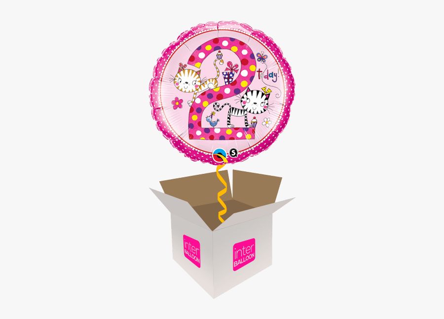 2nd Birthday Pink Cats - Congratulation Balloon In Box, Transparent Clipart