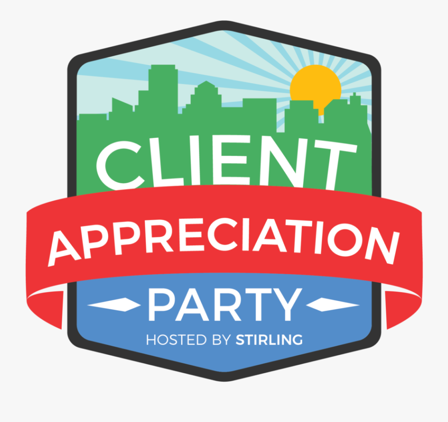 Client Appreciation Party Logo, Transparent Clipart