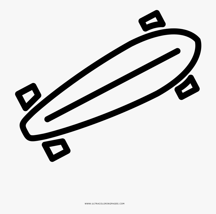 Longboard Coloring Page, Transparent Clipart