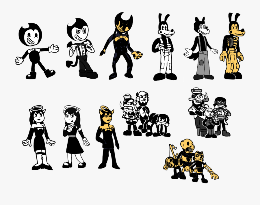 #batim #bendy #aliceangel #boris #bendyandinkmachine - Bendy And The Ink Machine All Characters Names, Transparent Clipart