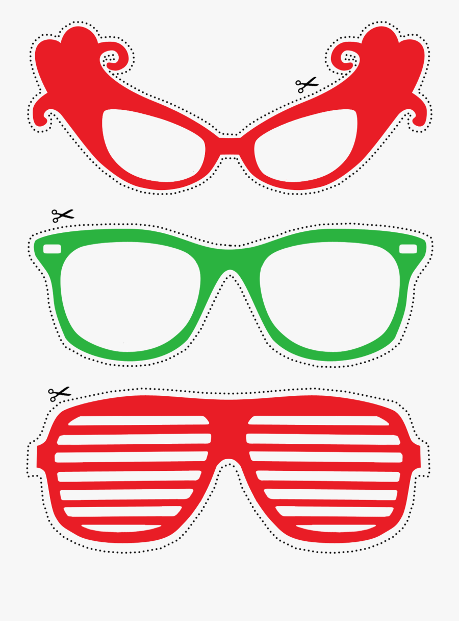 Photo Booth Props Red And Green Glasses Free Printable - Shutter Shades Clip Art, Transparent Clipart