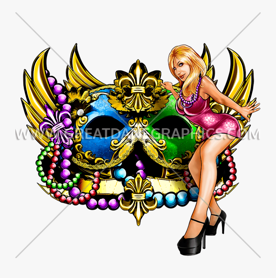 Mardi Gras Party Production Ready Artwork For T Shirt - Mardi Gra Mask On A T Shirt, Transparent Clipart