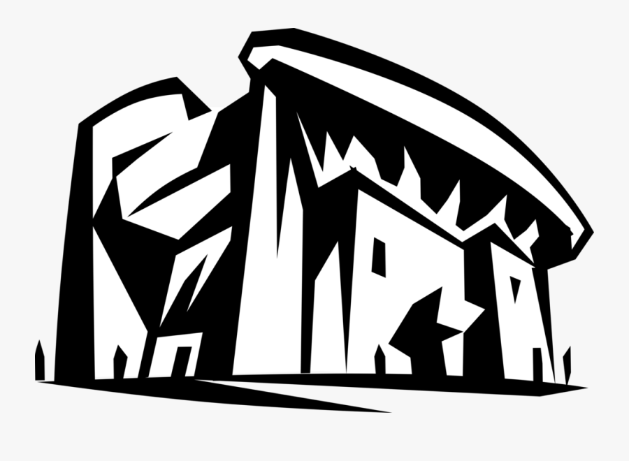 Vector Illustration Of Chapelle Notre Dame Du Haut - Le Corbusier Vector, Transparent Clipart