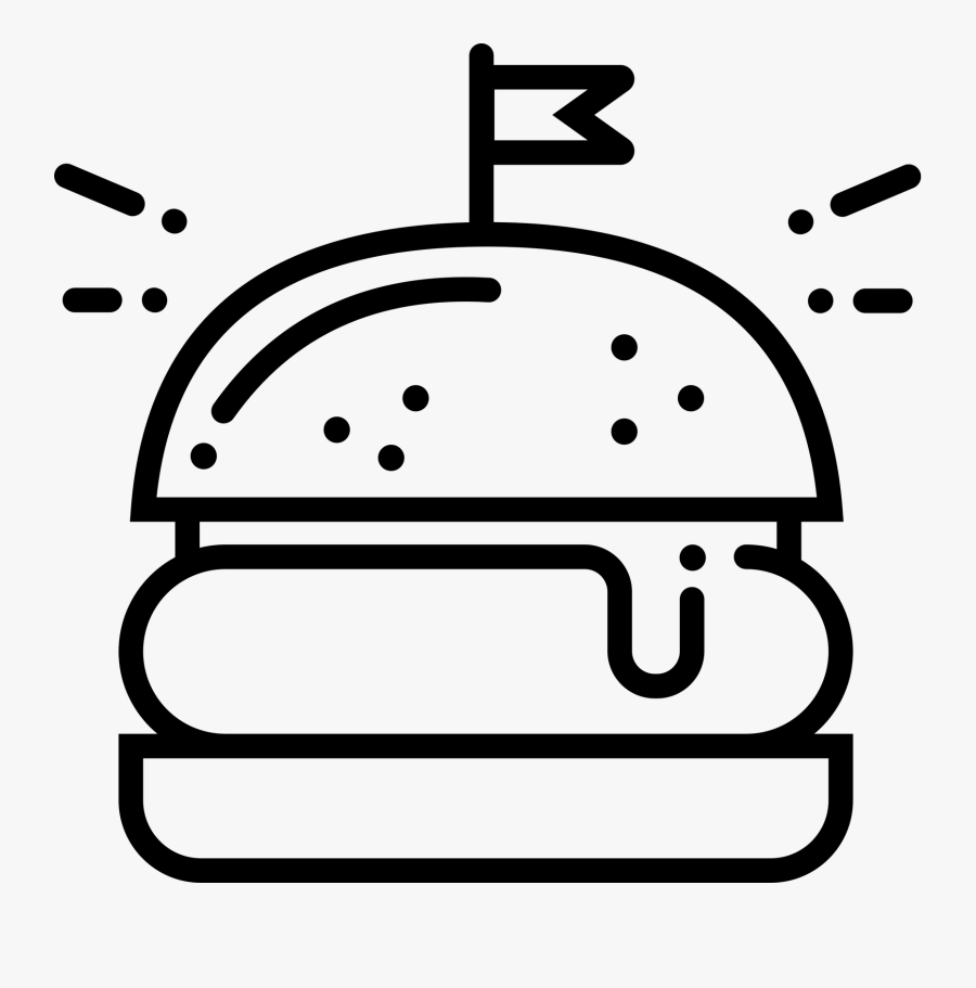 Hamburger With Cheese Aka - Burger Line Icon, Transparent Clipart