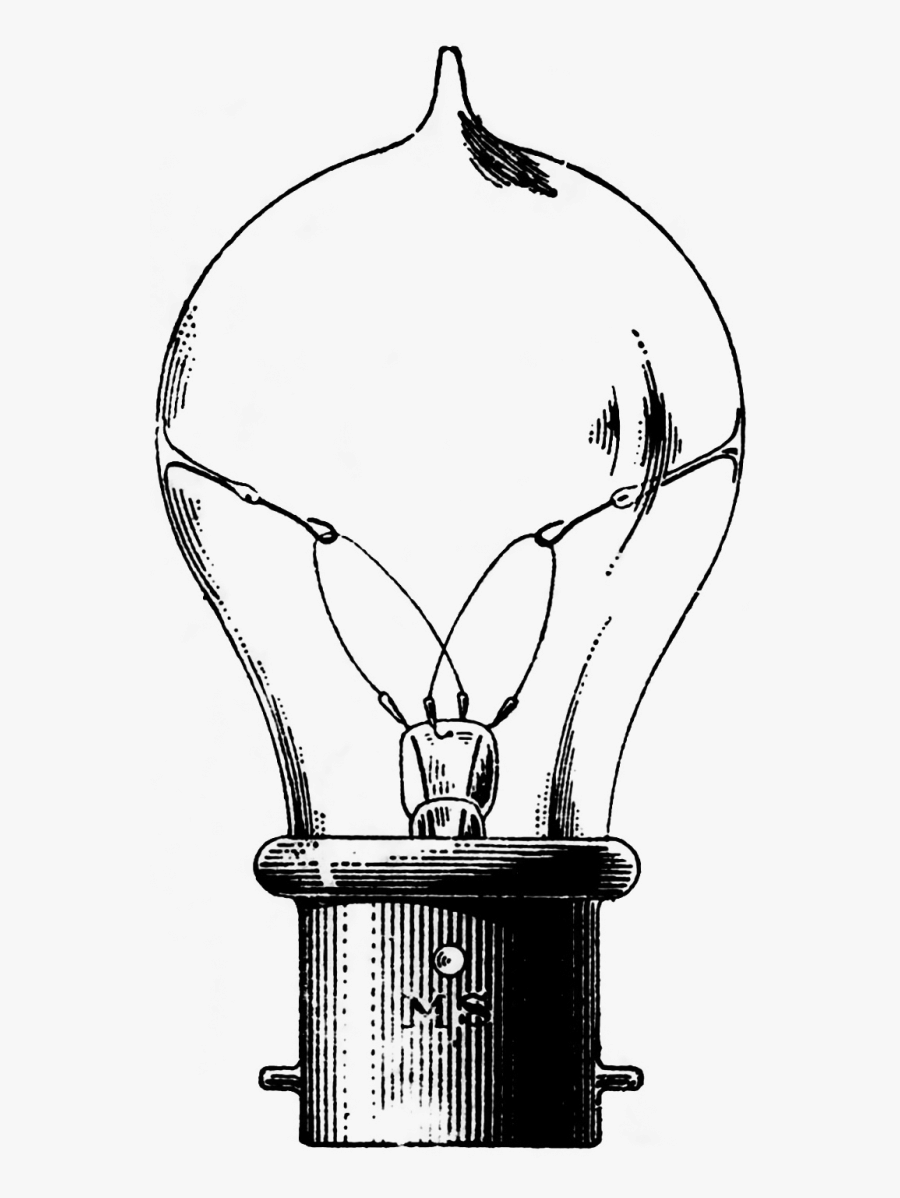 Vintage Light Bulb - Old Fashioned Light Bulb Drawing, Transparent Clipart
