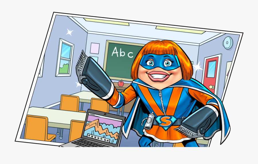 At School Hero - Cartoon, Transparent Clipart