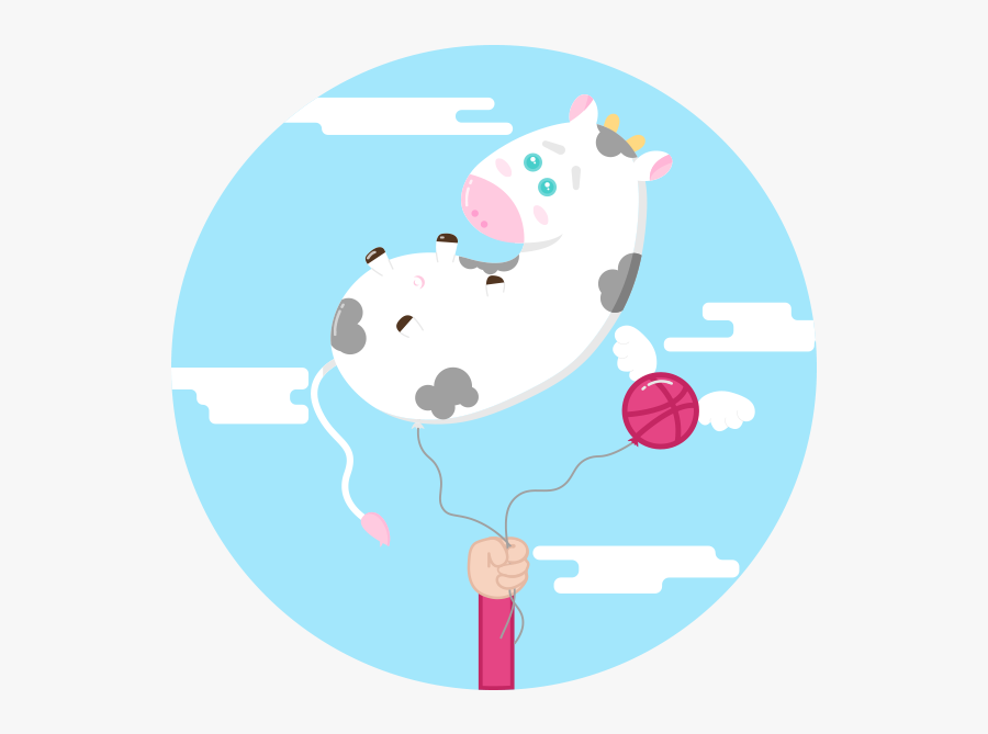 Baby Cow Balloon Adobe Flat Illustration Baby Cow Balloon - Circle, Transparent Clipart