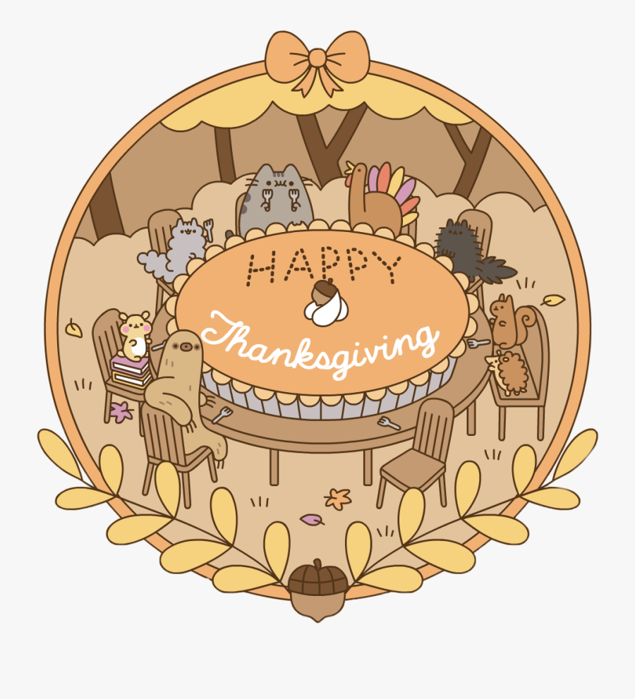#pusheen #kawaii #pie #turkey #thanksgiving #freetoedit - Pusheen Thanksgiving, Transparent Clipart
